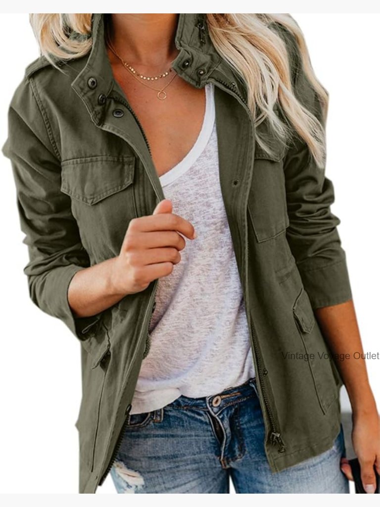 Lightweight Cotton Anorak With Snap Buttons, 4 Pockets, Adjustable Cuffs